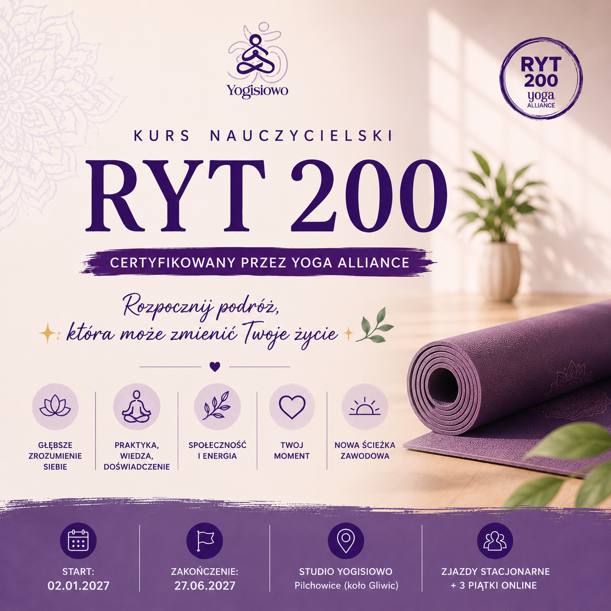 Kurs nauczycielski jogi RYT 200 – edycja IV